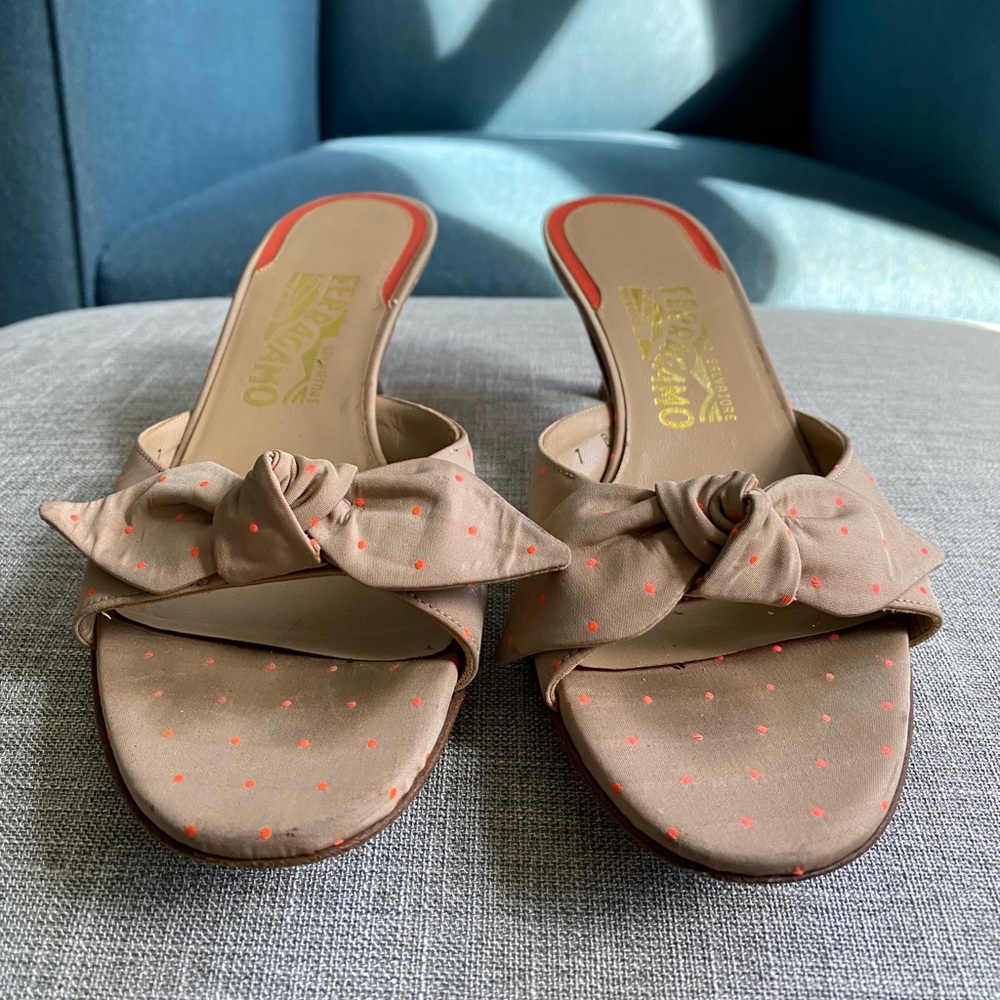 Salvatore Ferragamo Silk Kitten Heels